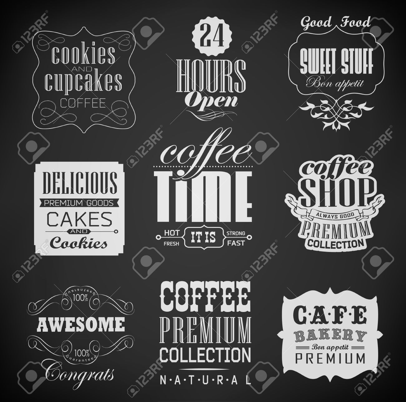 bakery labels and typography coffee shop cafe menu design