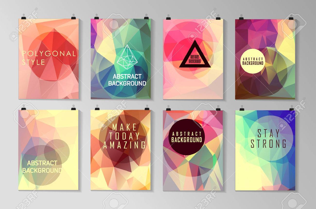 Set Poster Flyer Broschure Design Vorlagen Abstract Modern Polygonal Hintergrunde Lizenzfrei Nutzbare Vektorgrafiken Clip Arts Illustrationen Image