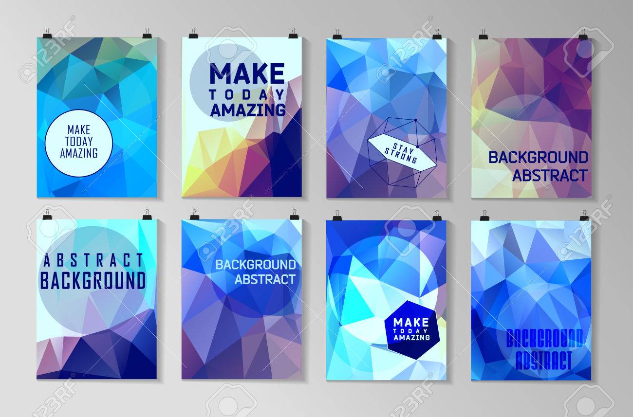 Set of poster, flyer, brochure design templates. Abstract modern polygonal backgrounds. - 43055282 Set of poster, flyer, brochure design templates. Abstract modern polygonal backgrounds. - 43055282