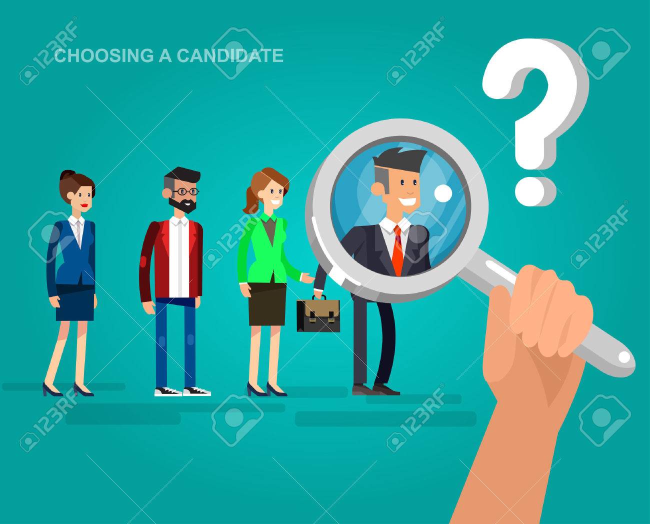 Hiring process concept with candidate selection. Vector detailed character, cool flat illustration - 56430297 Hiring process concept with candidate selection. Vector detailed character, cool flat illustration - 56430297