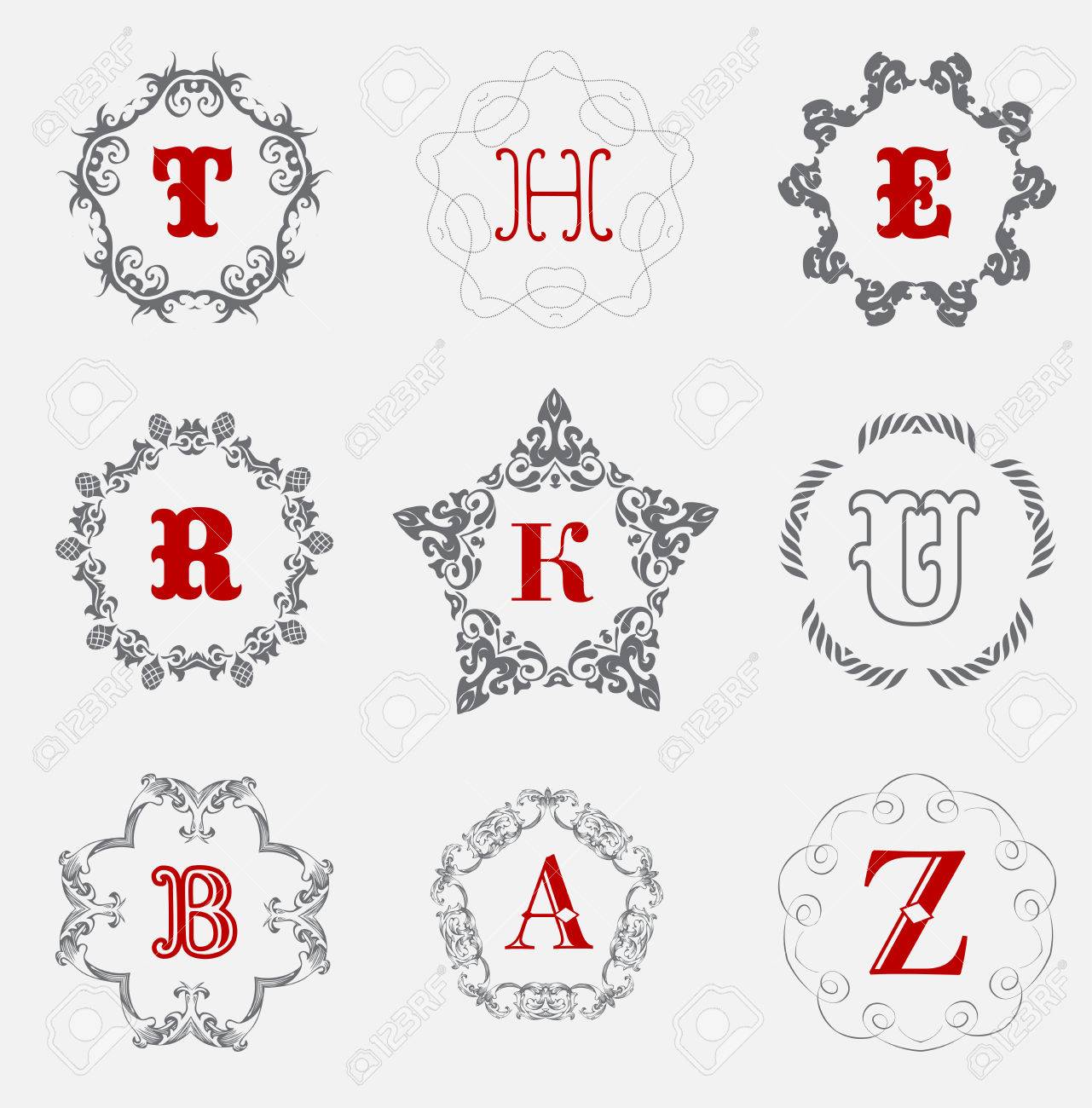 monogram template with calligraphic elegant ornament identity