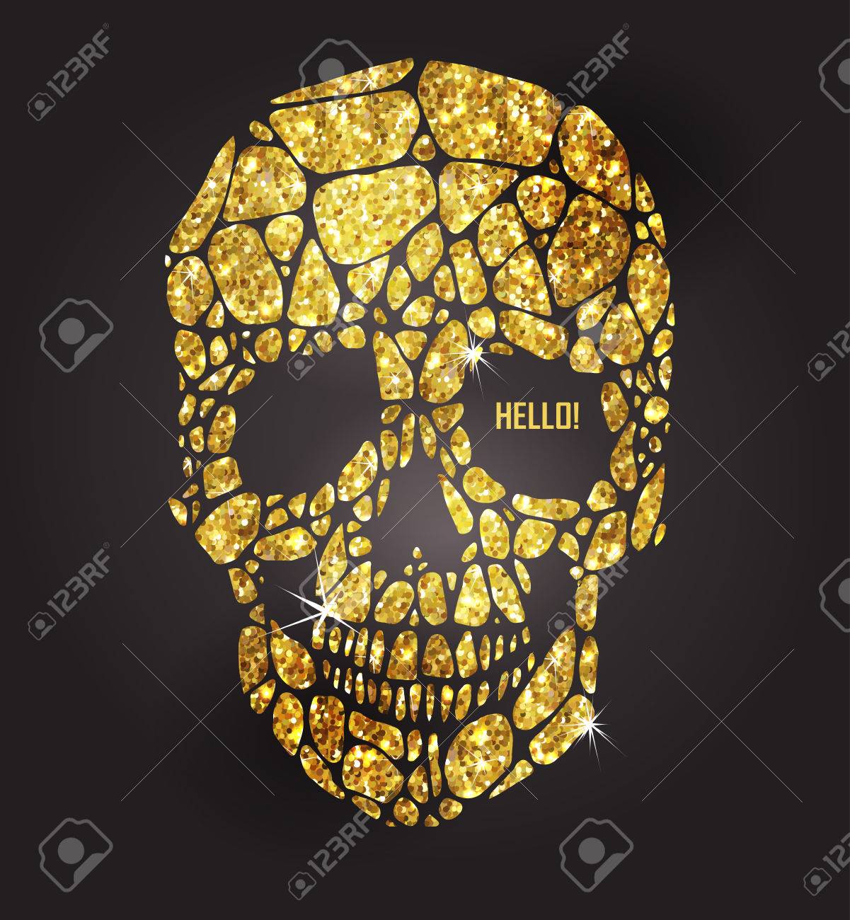 Skull of gold glittering stars . Golden element collection. Day of The Dead - 56433869 Skull of gold glittering stars . Golden element collection. Day of The Dead - 56433869