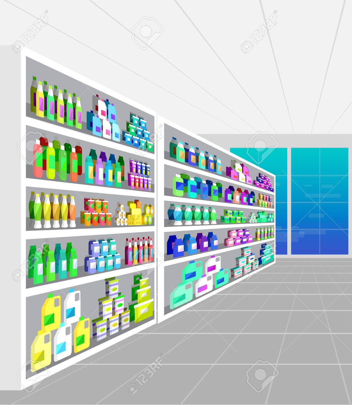 店のコンセプト図スーパー マーケット スーパー マーケットの棚をベクトルします 健康的な食事とエコの食品スーパー マーケット ベクトルのスーパー フラットのイラスト のイラスト素材 ベクタ Image