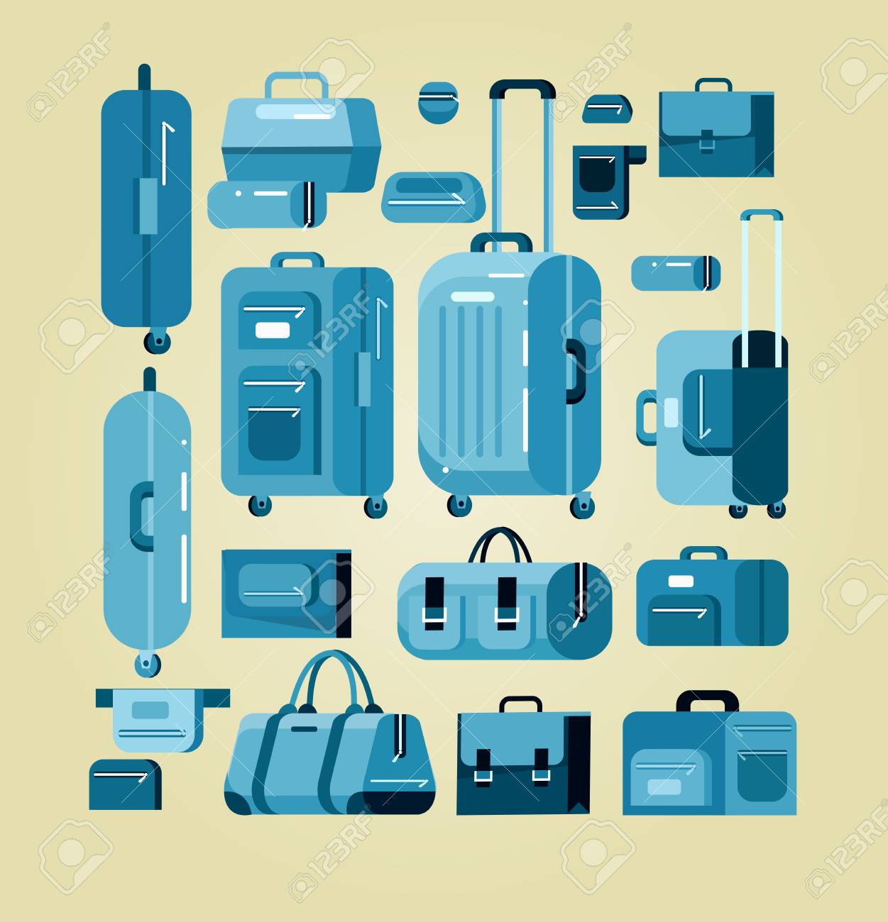 様々 な色のバッグを旅行します 様々 な色のバッグを旅行します 荷物のスーツケース 白い背景で隔離のトラベル バッグ ベクトルのトラベル バッグ イラスト バッグのイラスト素材 ベクタ Image