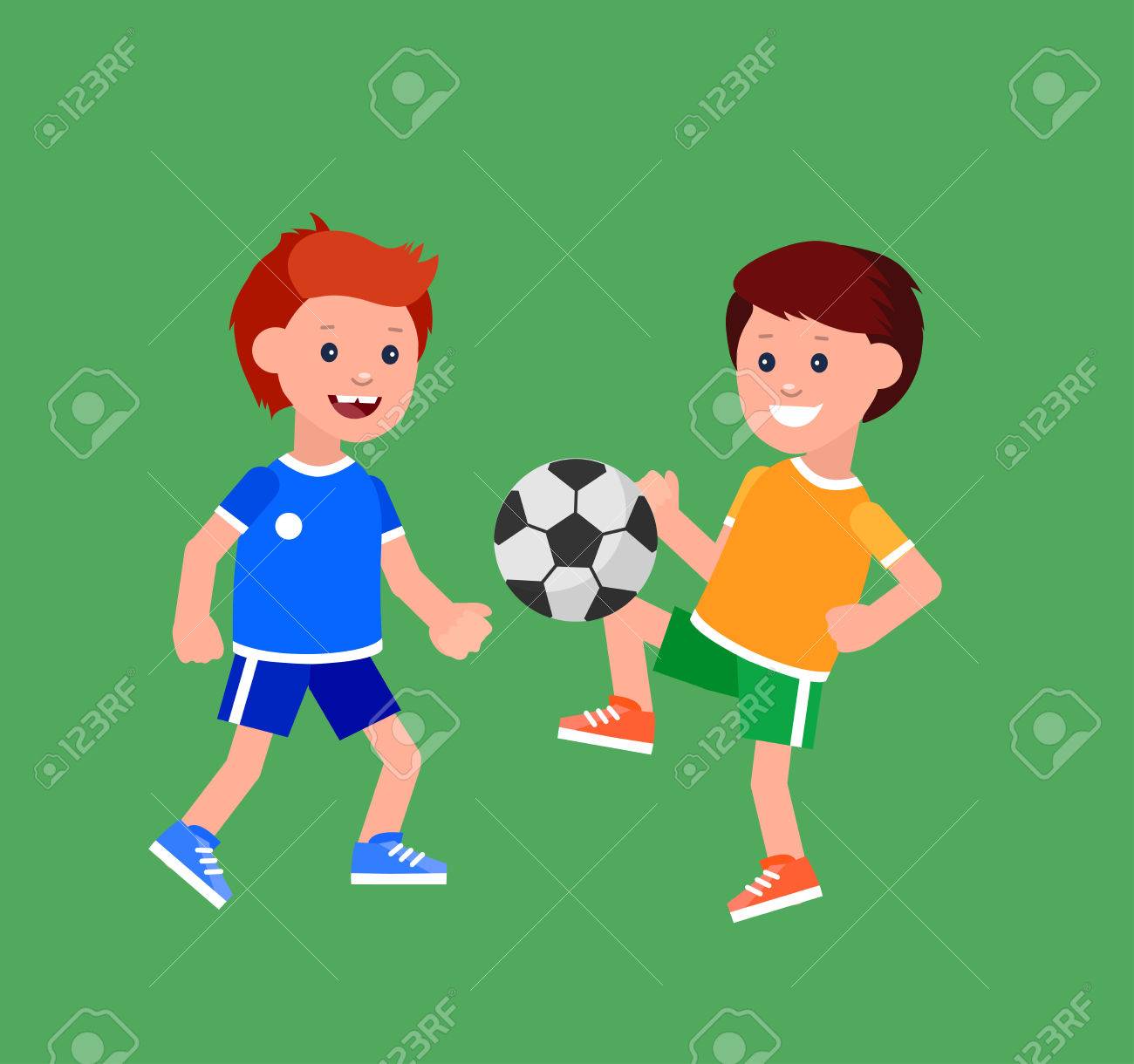 Cute Vector Character Child Playing Football Cheerful Kid Illustration Royalty Free Cliparts Vectors And Stock Illustration Image
