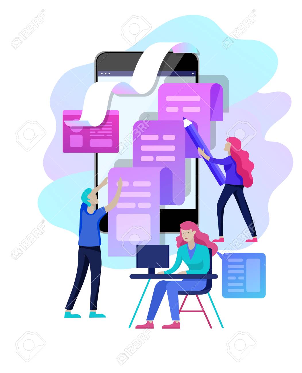 Concept vector illustration of business Blogging, people and education technology. Vector illustration news, copywriting, seminars, tutorial, creative writing, content management for web page, banner presentation, social media documents - 126757425 Concept vector illustration of business Blogging, people and education technology. Vector illustration news, copywriting, seminars, tutorial, creative writing, content management for web page, banner presentation, social media documents - 126757425