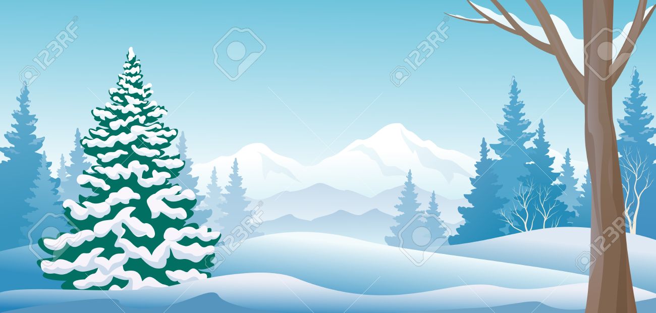 Vector Illustration Of A Winter Forest Scene Royalty Free Cliparts Vectors And Stock Illustration Image