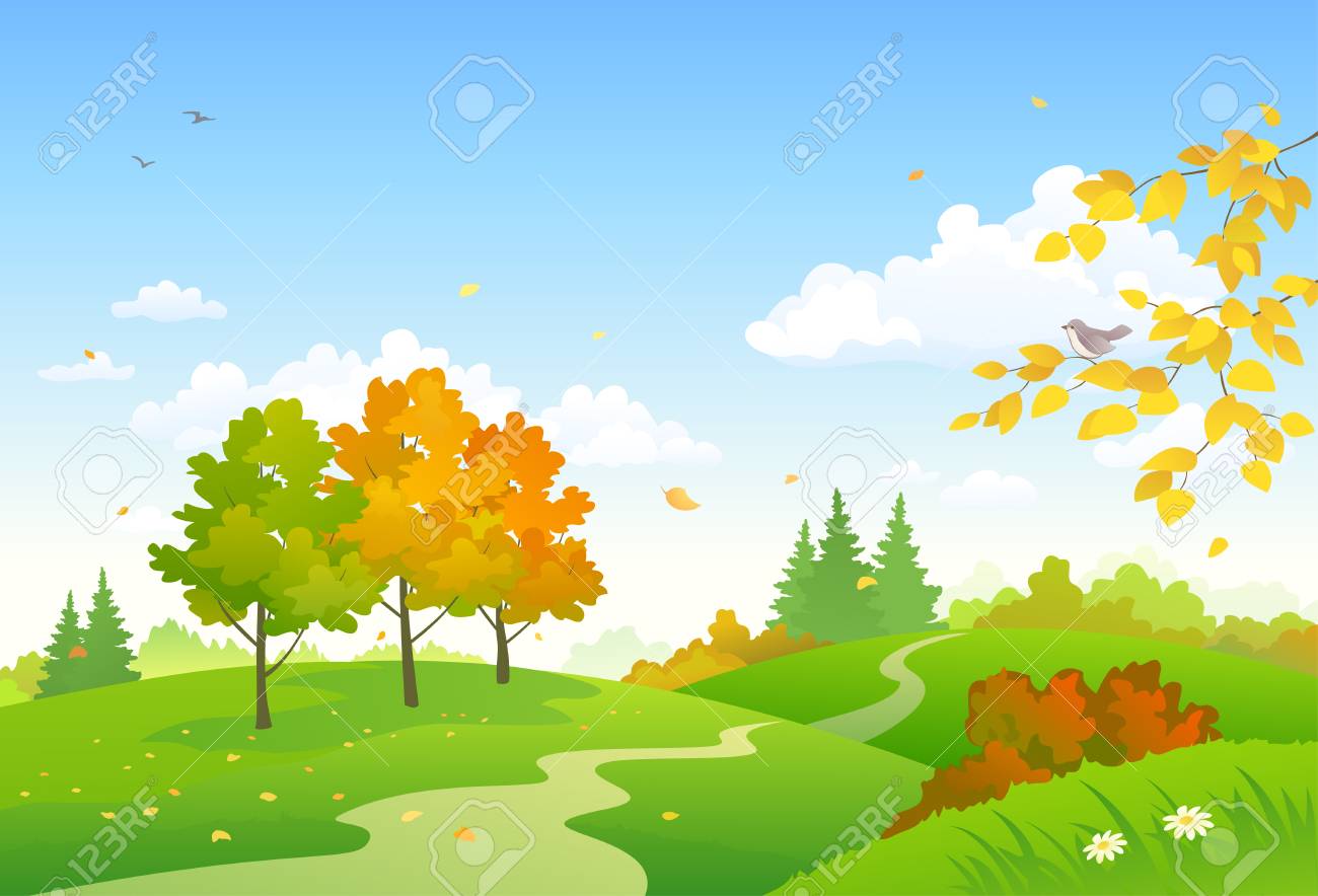 Illustration Vectorielle D Une Foret D Automne De Dessin Anime Clip Art Libres De Droits Vecteurs Et Illustration Image