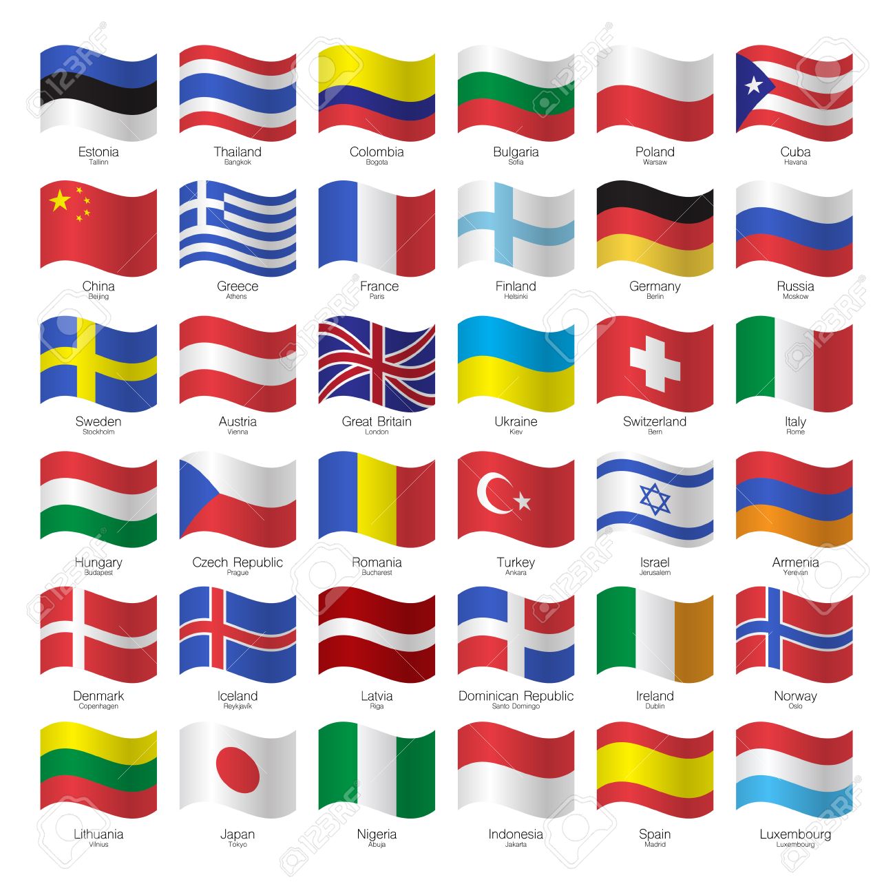 paises del mundo y banderas