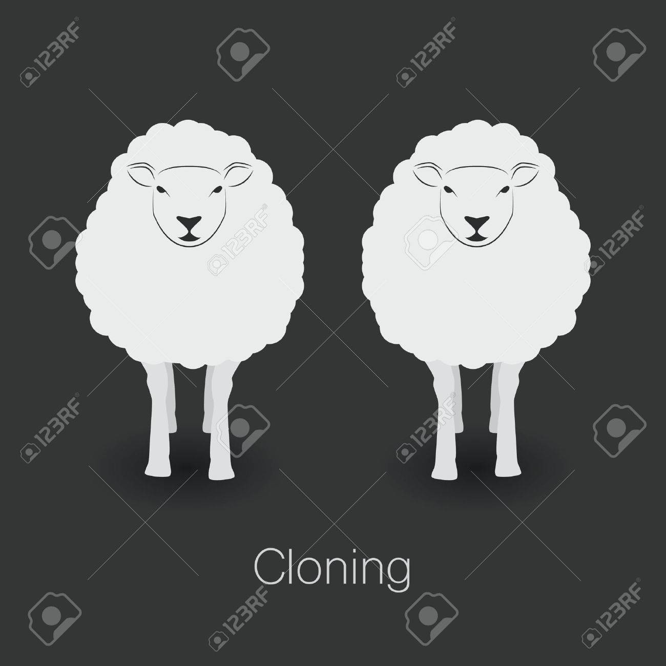 暗い背景に羊のクローン羊のイラスト のイラスト素材 ベクタ Image