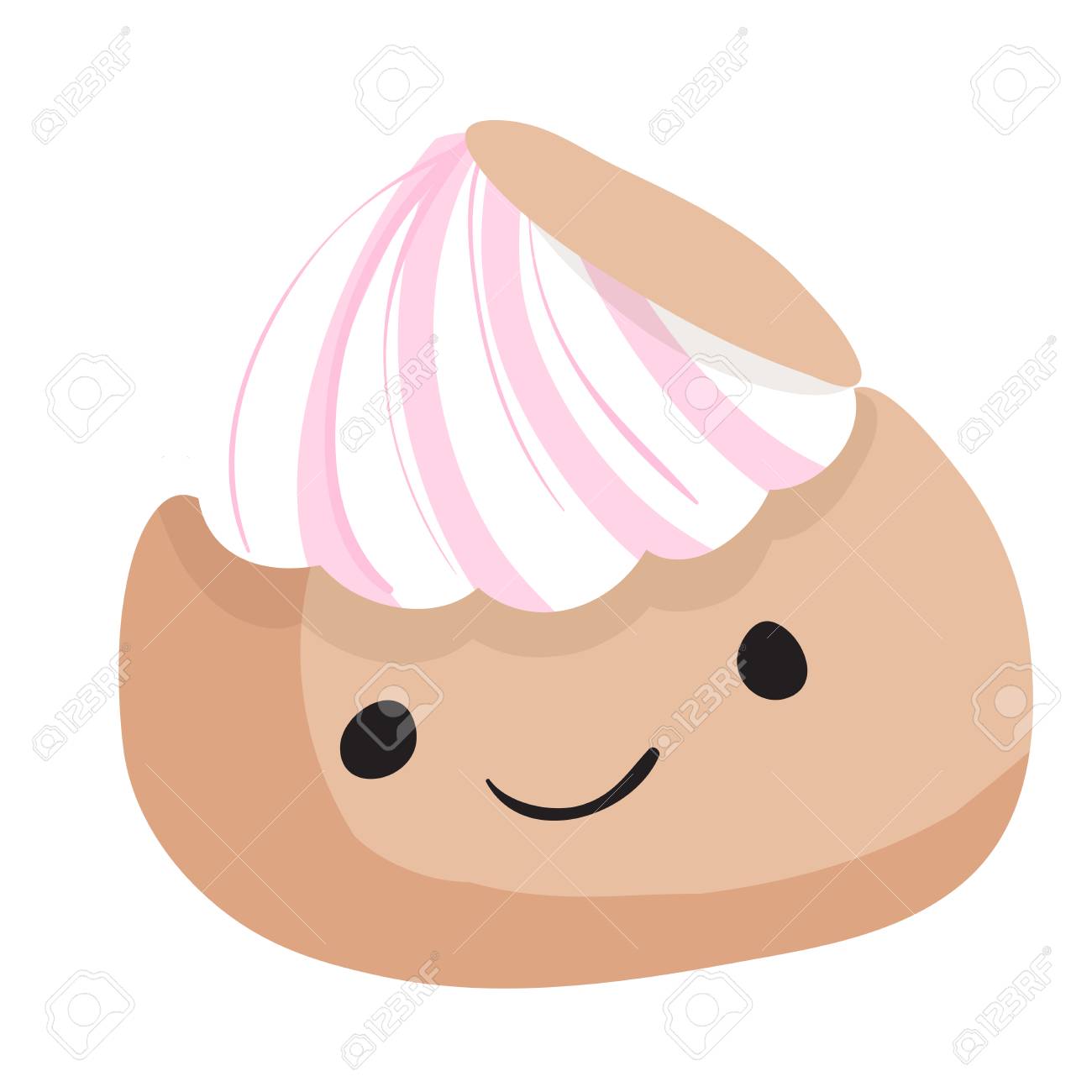 変な顔と甘いケーキ 図のイラスト素材 ベクタ Image