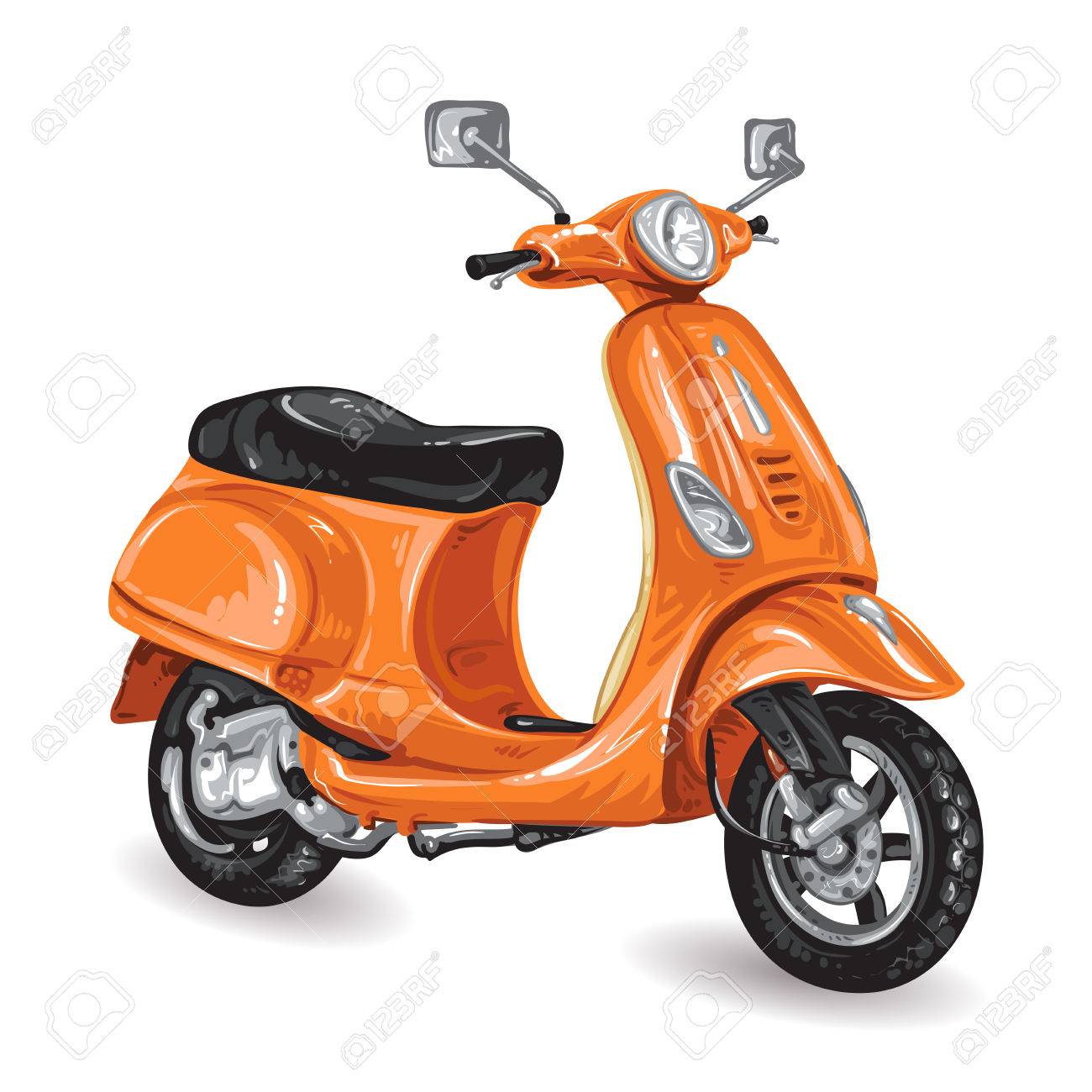 42017271-orange-scooter-on-white-backgro