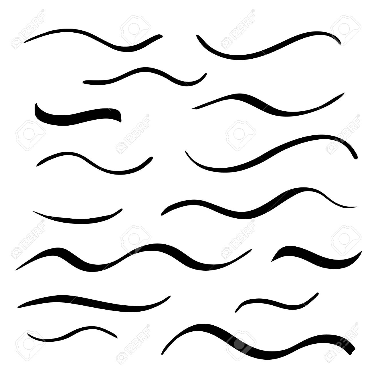Calligraphy Lettering Lines Set Isolated On White Background. Vector  Illustration. Brush Pen Tool. Brush Sample Set. Royalty Free SVG, Cliparts,  Vectors, And Stock Illustration. Image 55725354.