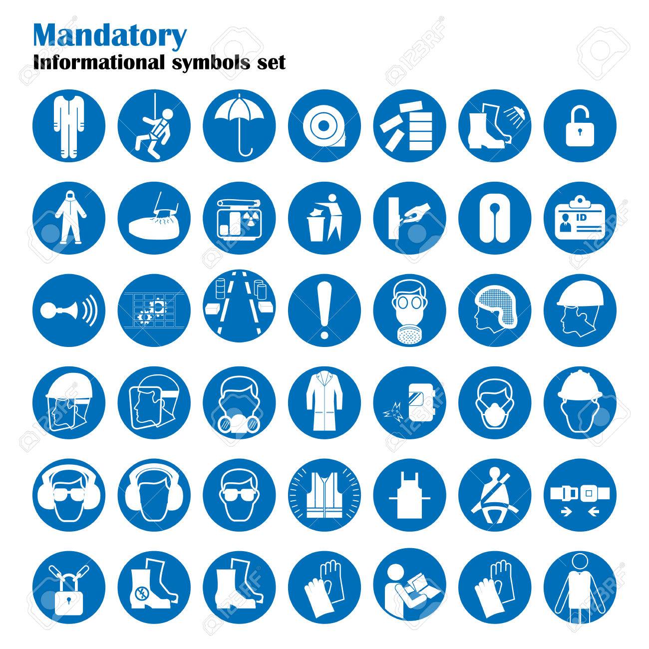 set of safety and health protection signs mandatory construction health and safety symbols