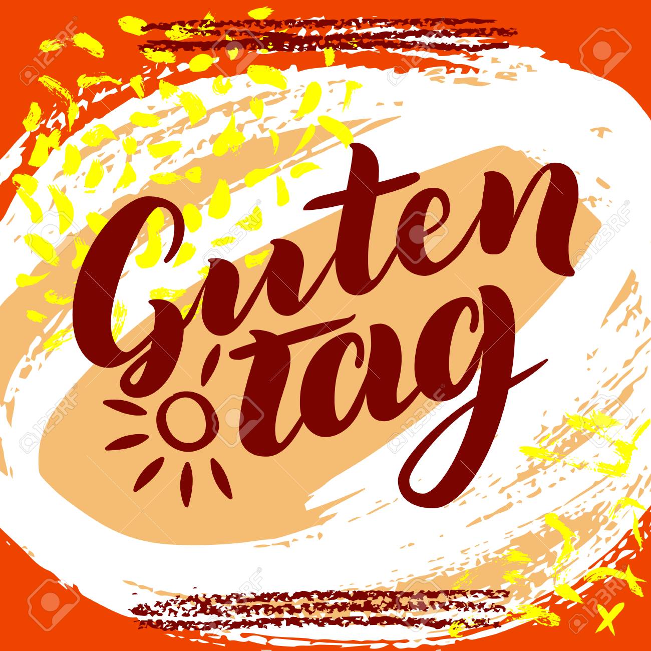 Guten Tag Word Hello Good Day In German Fashionable Calligraphy