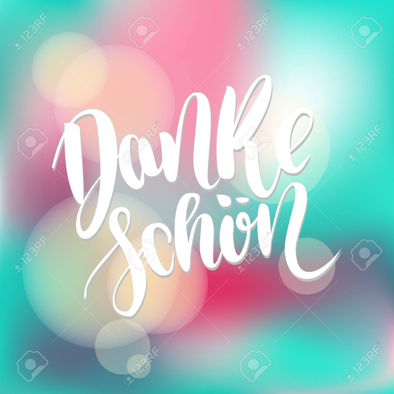 Danke Schoen. Thank You In German. Vector Hand Drawn Brush Lettering On  Colorful Blue Blurred Background. Royalty Free SVG, Cliparts, Vectors, and  Stock Illustration. Image 94019636., image size:1300x1300