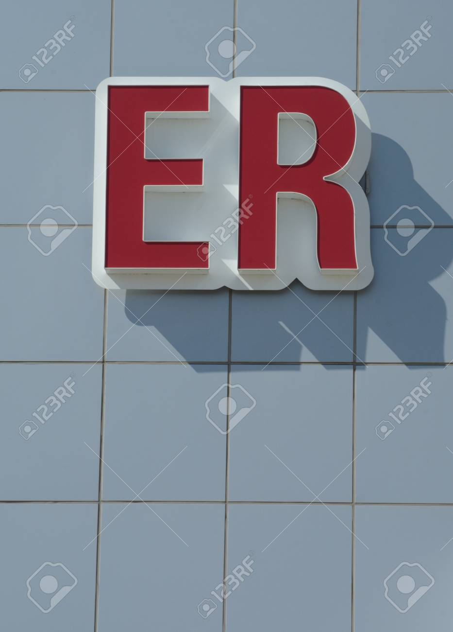 Red ER Sign To Mark Entrance To Emergency Room Of Hospital Stock Photo,  Picture and Royalty Free Image. Image 87636297., image size:933x1300