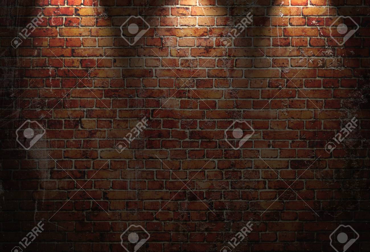 スポット ライトと赤レンガの壁のイラスト の写真素材 画像素材 Image