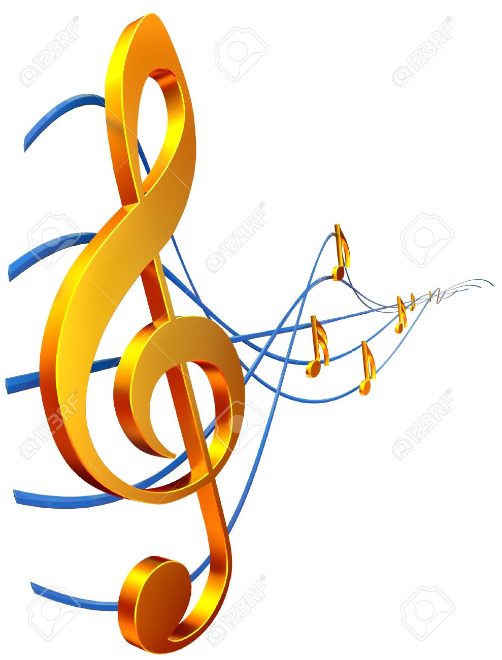 Or partition musicale avec clé de sol comme un symbole de la création musicale Or partition musicale avec clé de sol comme un symbole de la création musicale