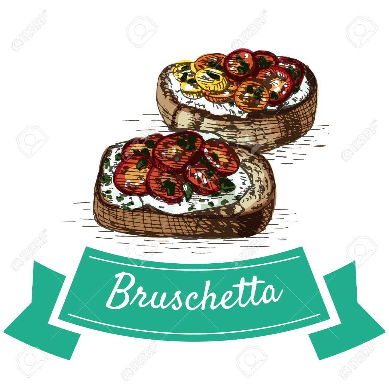 ブルスケッタの多彩な図 イタリア料理のベクター イラストです のイラスト素材 ベクタ Image