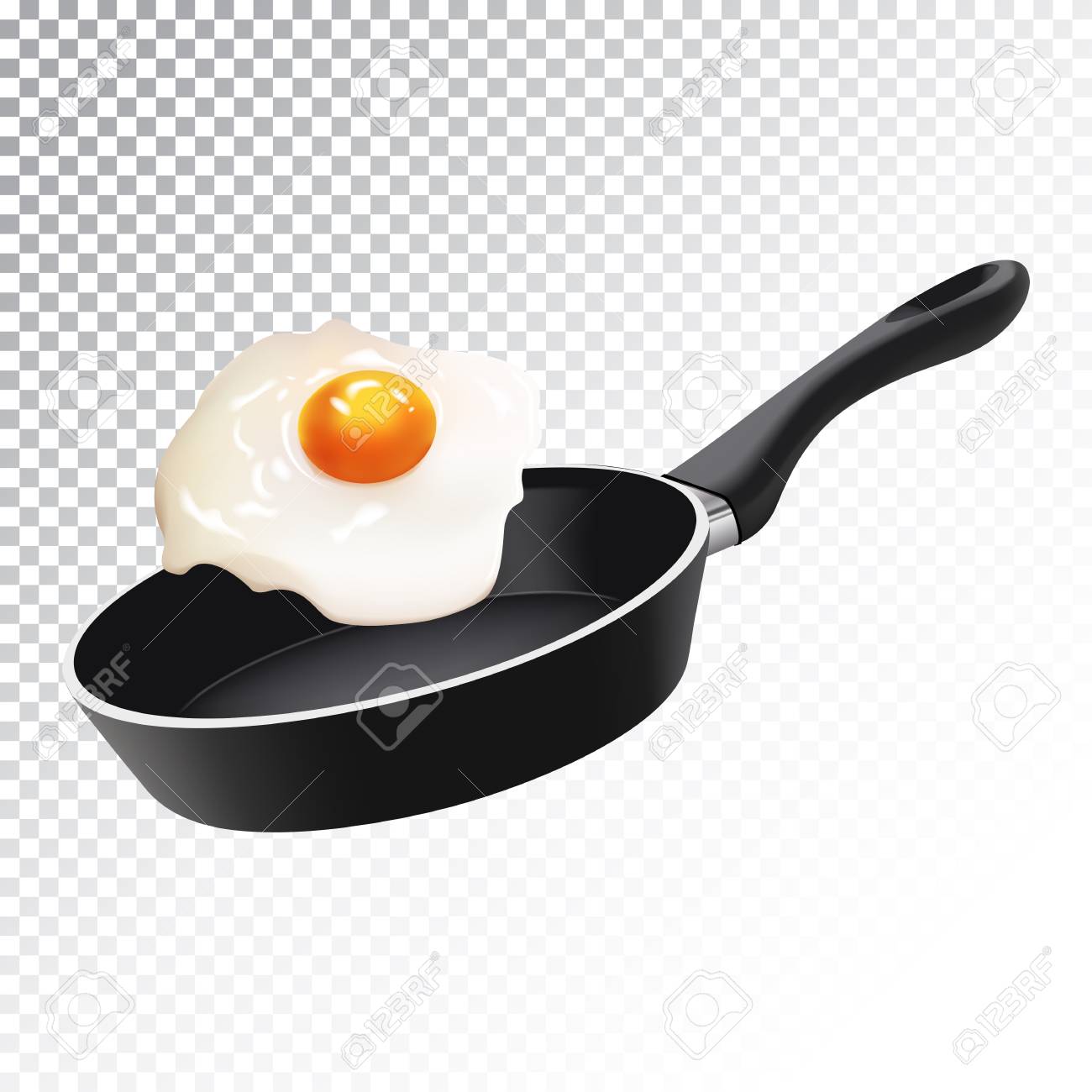 スクランブルエッグとフライパンのベクトルのリアルなイラスト 透明な背景にカラフルなオブジェクト のイラスト素材 ベクタ Image 80627742