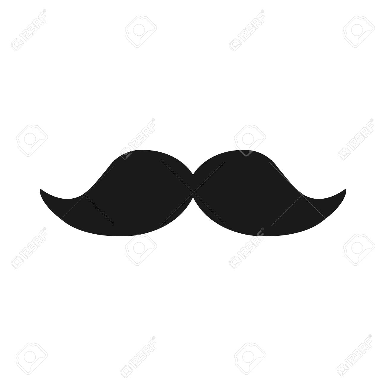 Flat Moustache Icon For Presentations Isolated On White Vector