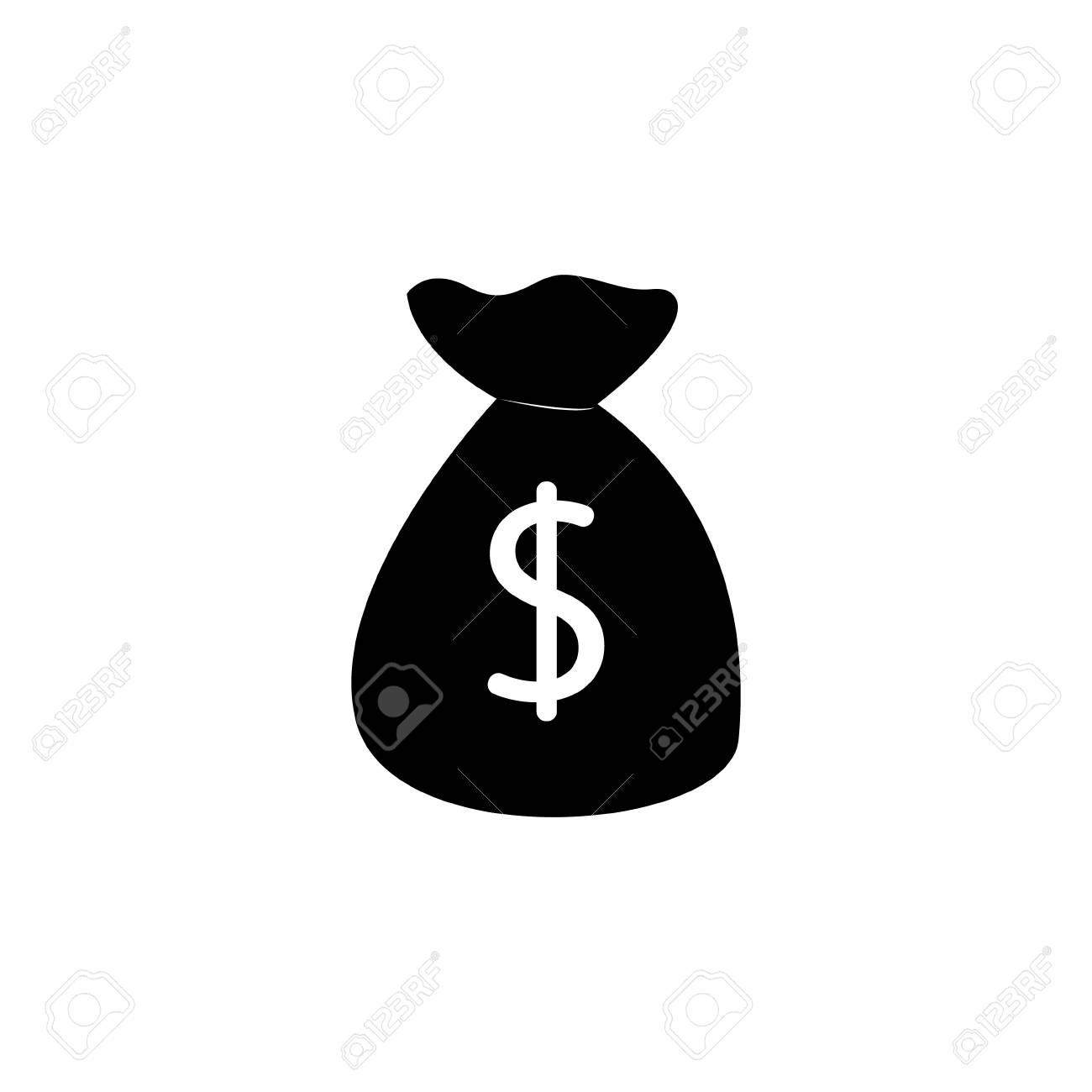 Black money bag sack icon stock vector image