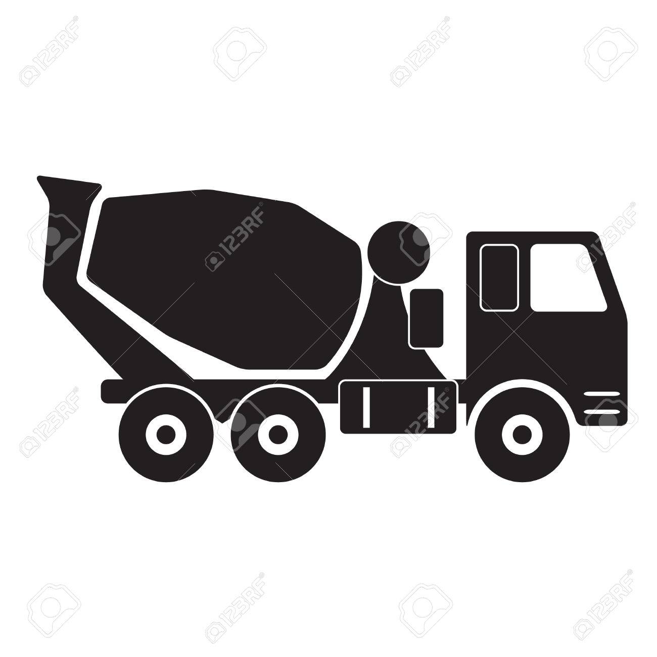 コンクリート ミキサー車 白い背景に黒のシルエット ベクトルの図 のイラスト素材 ベクタ Image 69746476