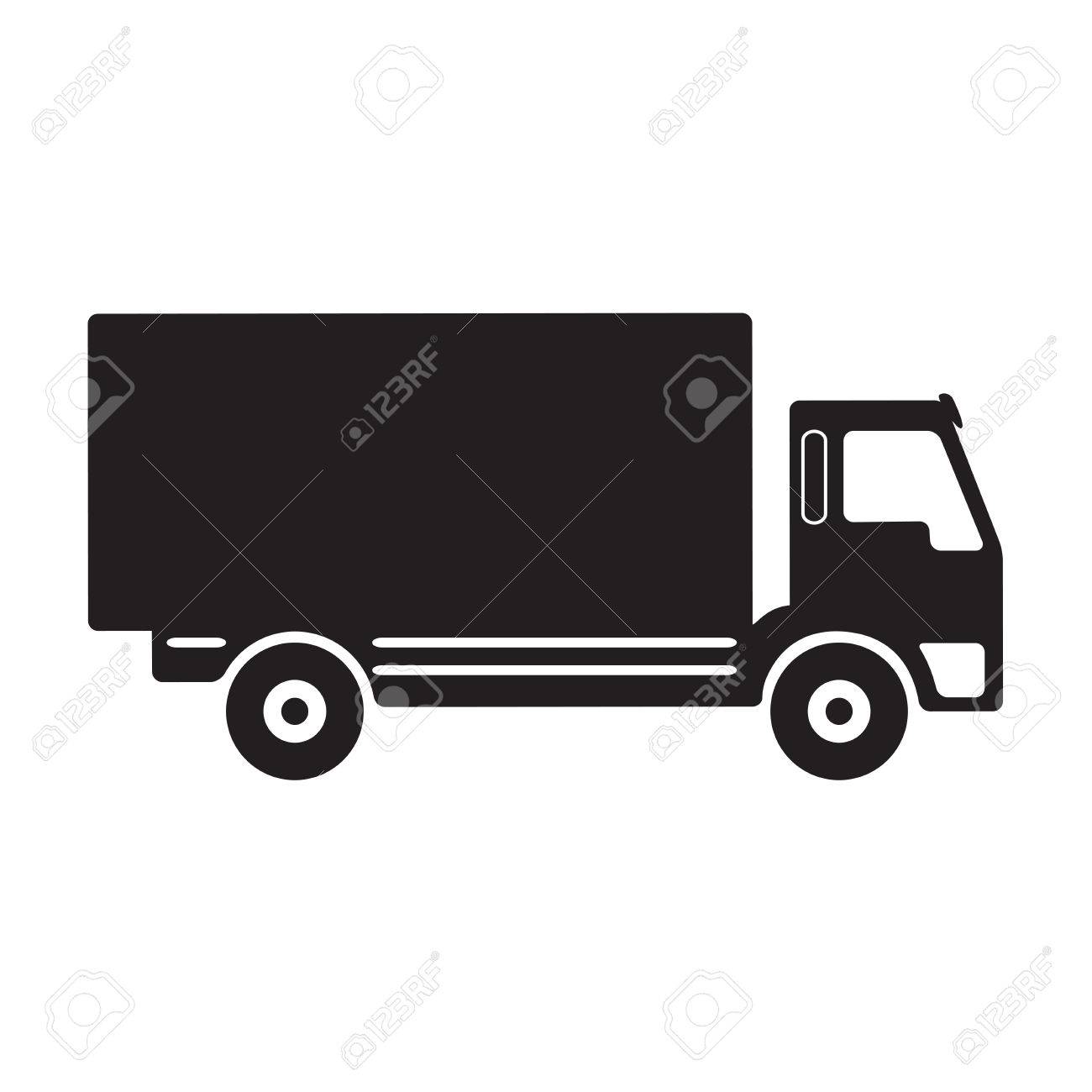truck icon or sign vector black on white truck silhouette royalty