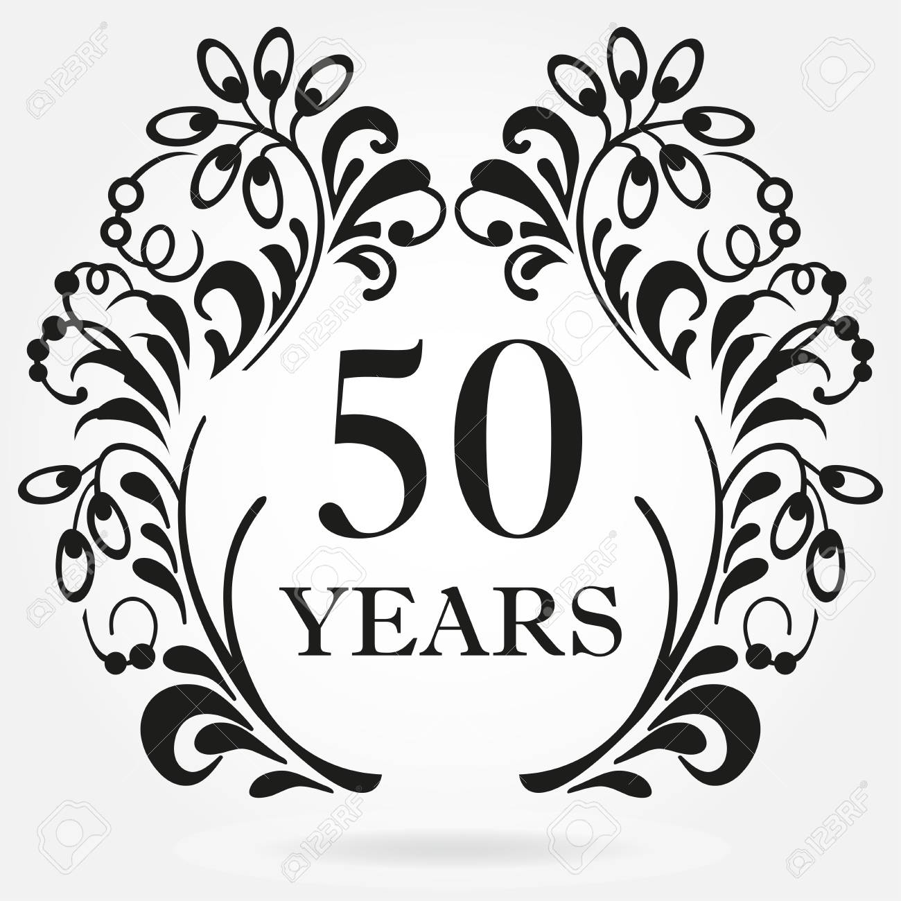 Icône D'anniversaire De 50 Ans Dans Un Cadre Fleuri Avec Des Éléments  Floraux. Modèle De Conception De Célébration Et De Félicitation. Étiquette  Du 50e Anniversaire. Illustration Vectorielle. Clip Art Libres De Droits,, image size:1300x1300