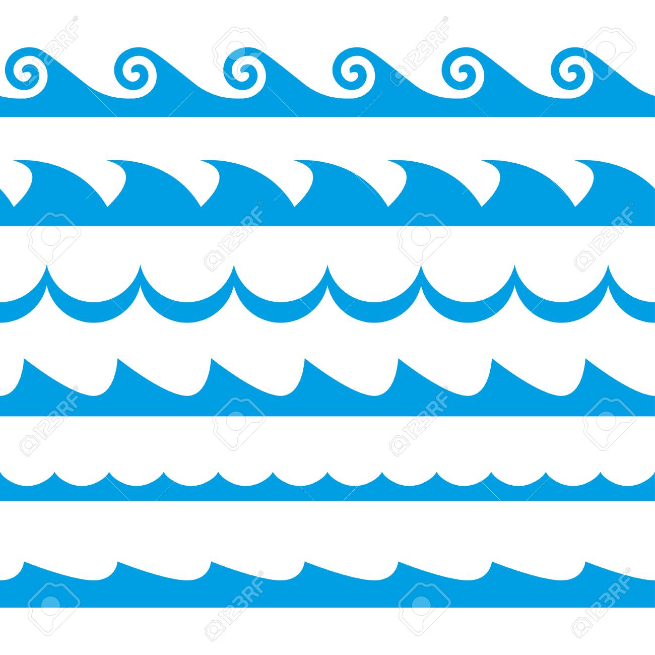 wave set waves seamless pattern decoration template of sea