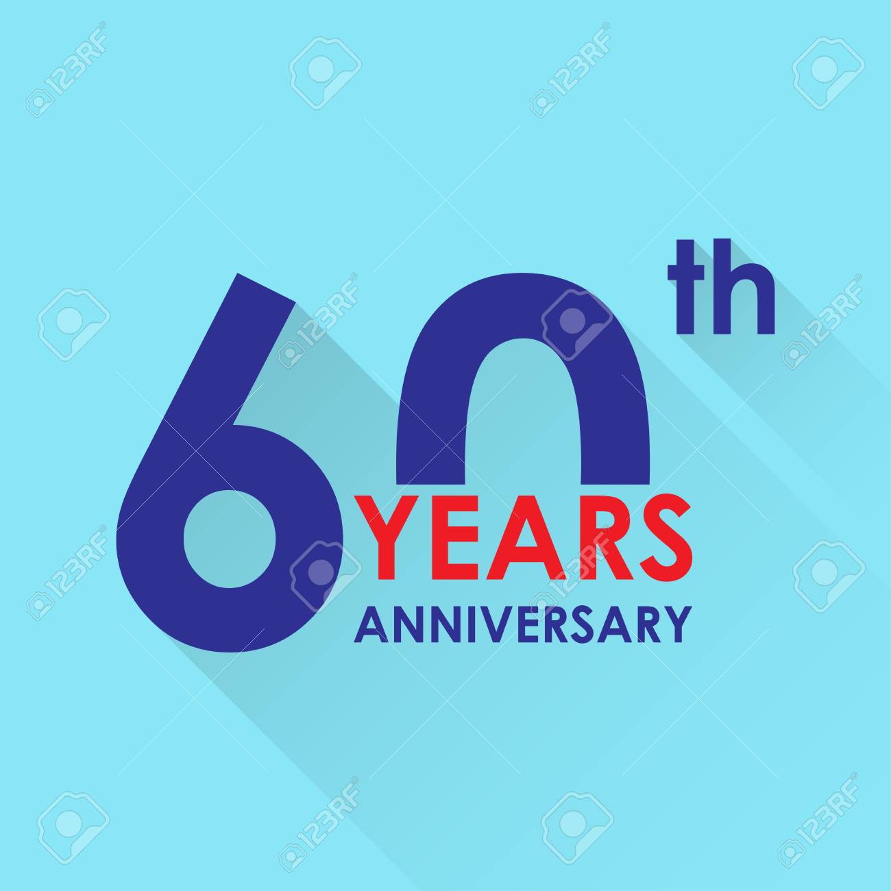 60 years anniversary icon invitation and congratulation design