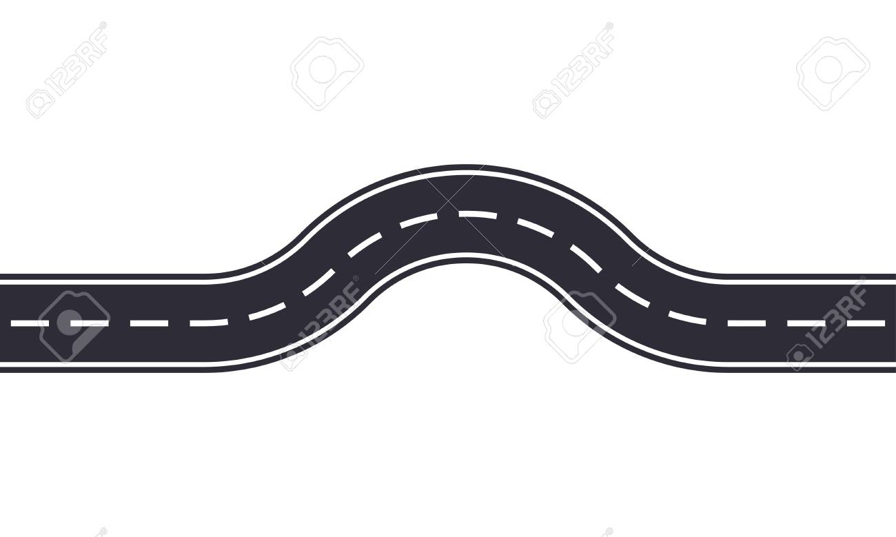 Winding road design template isolated on white background. Seamless asphalt road or highway. Vector illustration. - 109815518 Winding road design template isolated on white background. Seamless asphalt road or highway. Vector illustration. - 109815518