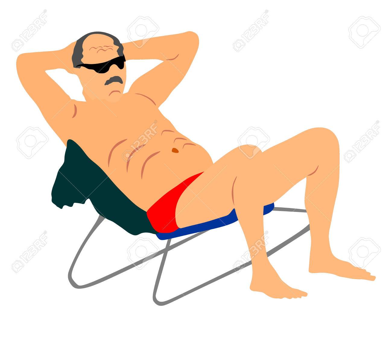Beach Chair Vector retired old man on vacation sitting in beach chair, vector Beach Chair Vector retired old man on vacation sitting in beach chair, vector