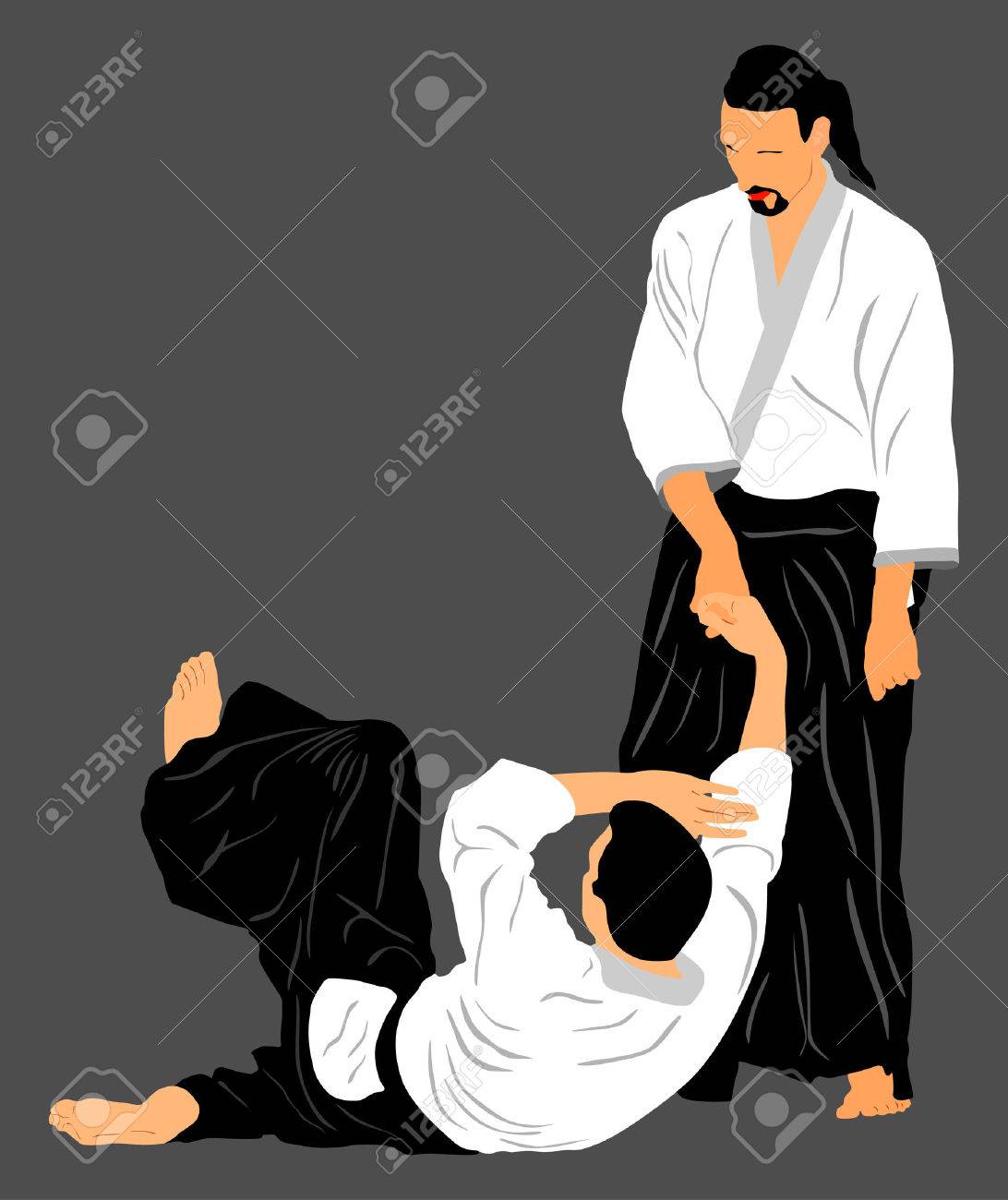 Fight between two aikido fighters vector silhouette symbol illustration. Sparring on training action. Self defense, defence art excercising concept. - 60856188 Fight between two aikido fighters vector silhouette symbol illustration. Sparring on training action. Self defense, defence art excercising concept. - 60856188