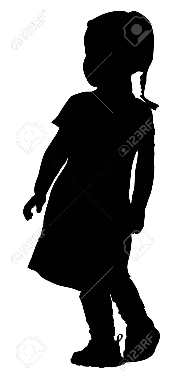 かわいい女の子のシルエットが白い背景に分離されました のイラスト素材 ベクタ Image