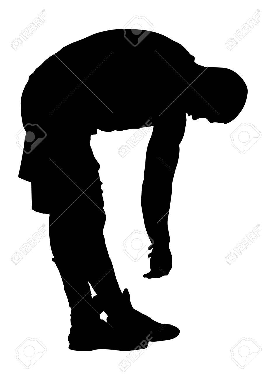 スポーツマン ボクサーを徐々 に引出すおよびジム ベクトル シルエット イラストで彼女の体をストレッチは 白い背景上に分離 重量を失います のイラスト素材 ベクタ Image