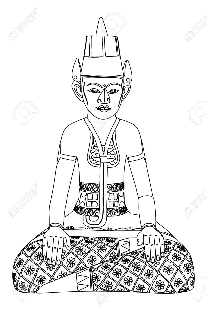 仏ベクトル シルエット イラストを座っています インド 仏教の精神的な仏像をモチーフ 仏のタトゥー ヨガ 精神世界 のイラスト素材 ベクタ Image