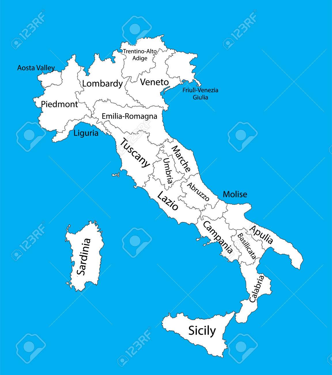 Editable Carte Vectorielle De L Italie Carte Vectorielle De L Italie Isole Sur Fond Haut Detaillee Communautes Autonomes De L Italie Divisions Administratives De L Italie Les Provinces Separees Carte Muette Clip Art Libres De Droits
