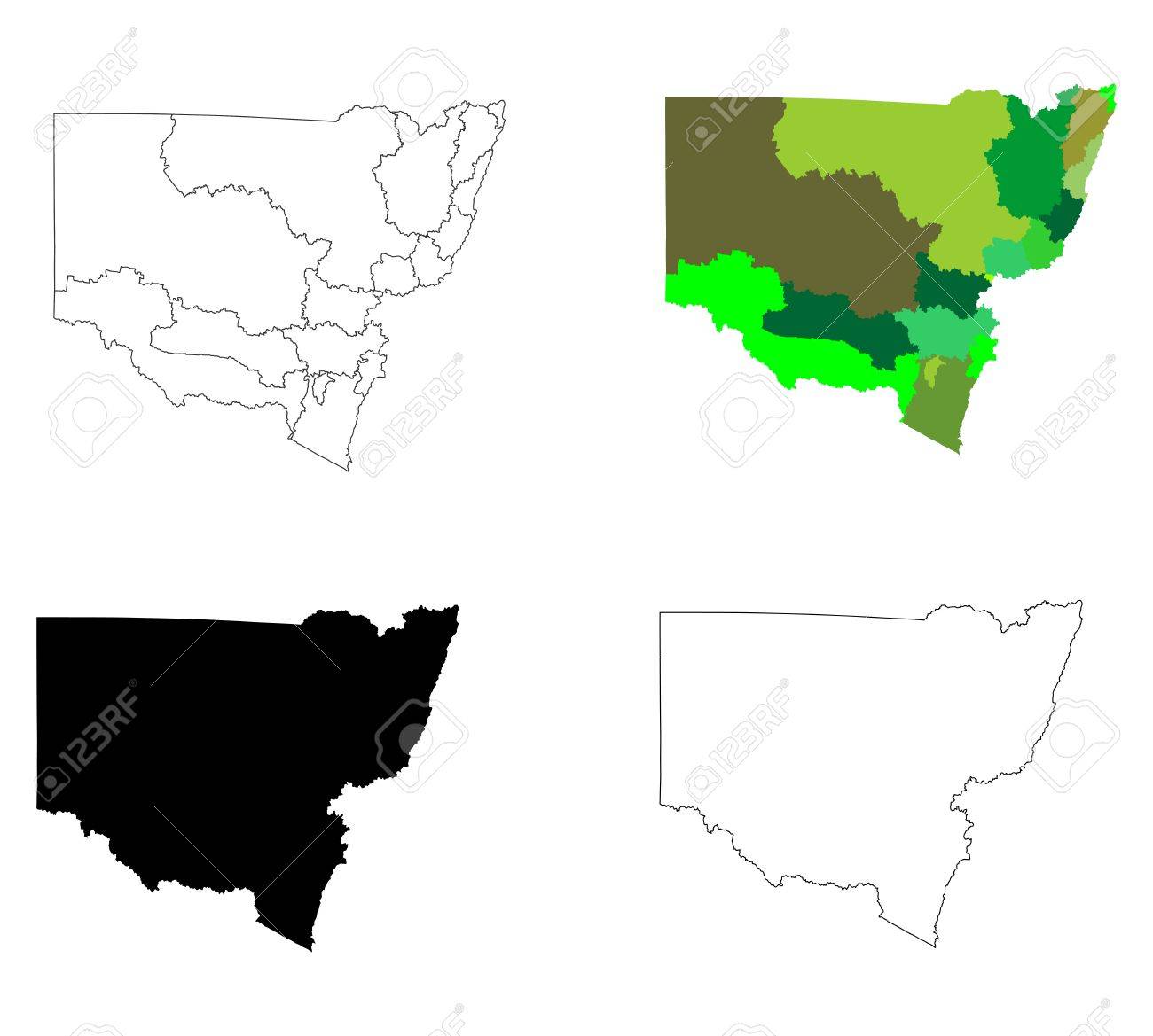 新しい南ウェールズ輪郭 オーストラリア ベクトル地図イラスト白背景