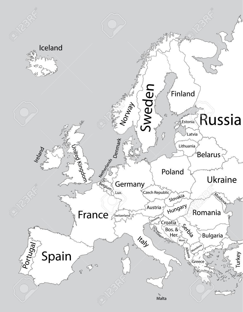 editable blank vector map of europe vector map of europe isolated editable map of europe