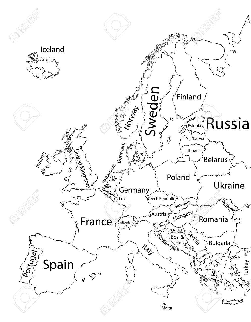 editable map of europe