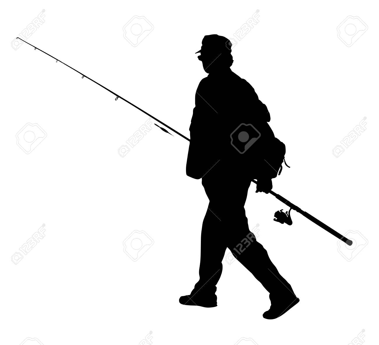 漁師ベクトル シルエット イラスト白背景に分離されました のイラスト素材 ベクタ Image