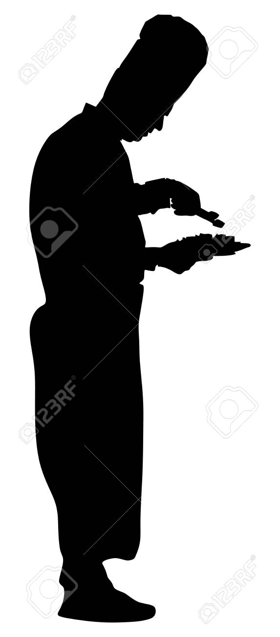 シェフ ベクトル シルエット イラスト白背景に分離されました プロの料理マスター のイラスト素材 ベクタ Image