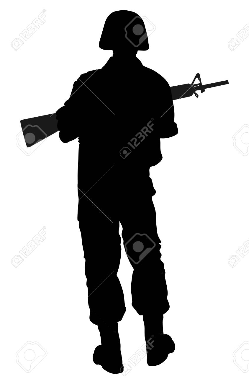 白い背景で隔離のライフル兵のシルエット ベクトル 記念日 退役軍人の日 独立記念日 7 月 4 日 のイラスト素材 ベクタ Image