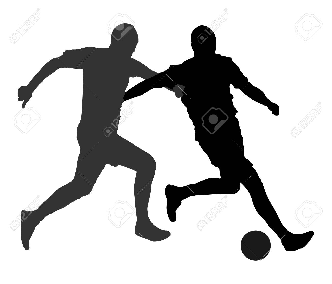 白い背景の上の決闘ベクトル シルエットのサッカー選手 サッカー選手シルエット素材アウトライン のイラスト素材 ベクタ Image 8766