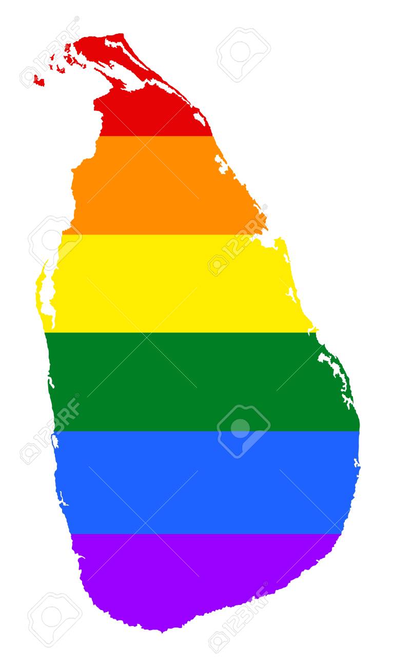 Sri Lanka Pride Gay Map With Rainbow Flag Colors Asian Country