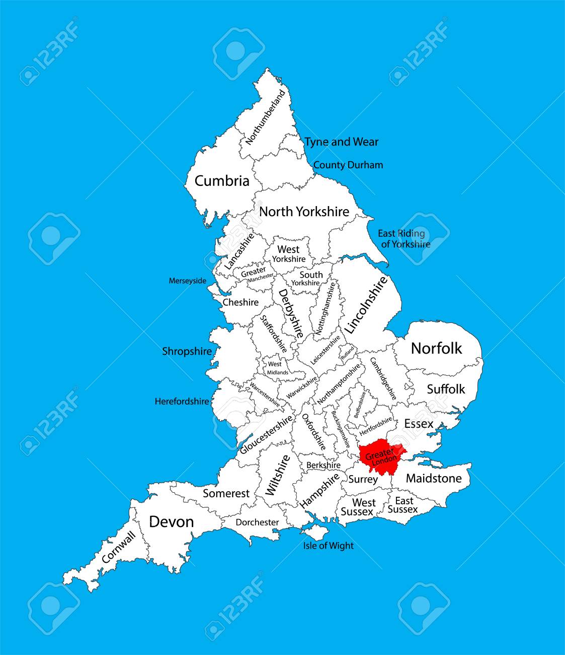 vector vector map of greater london in united kingdom with regions england vector map