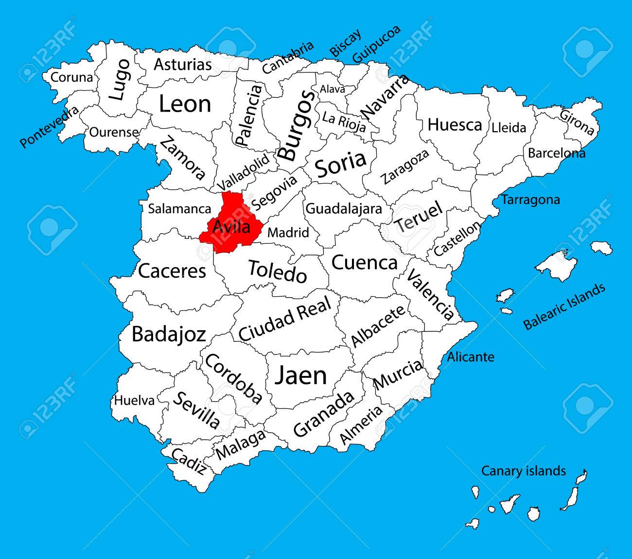 avila map spain province vector map high detailed vector map