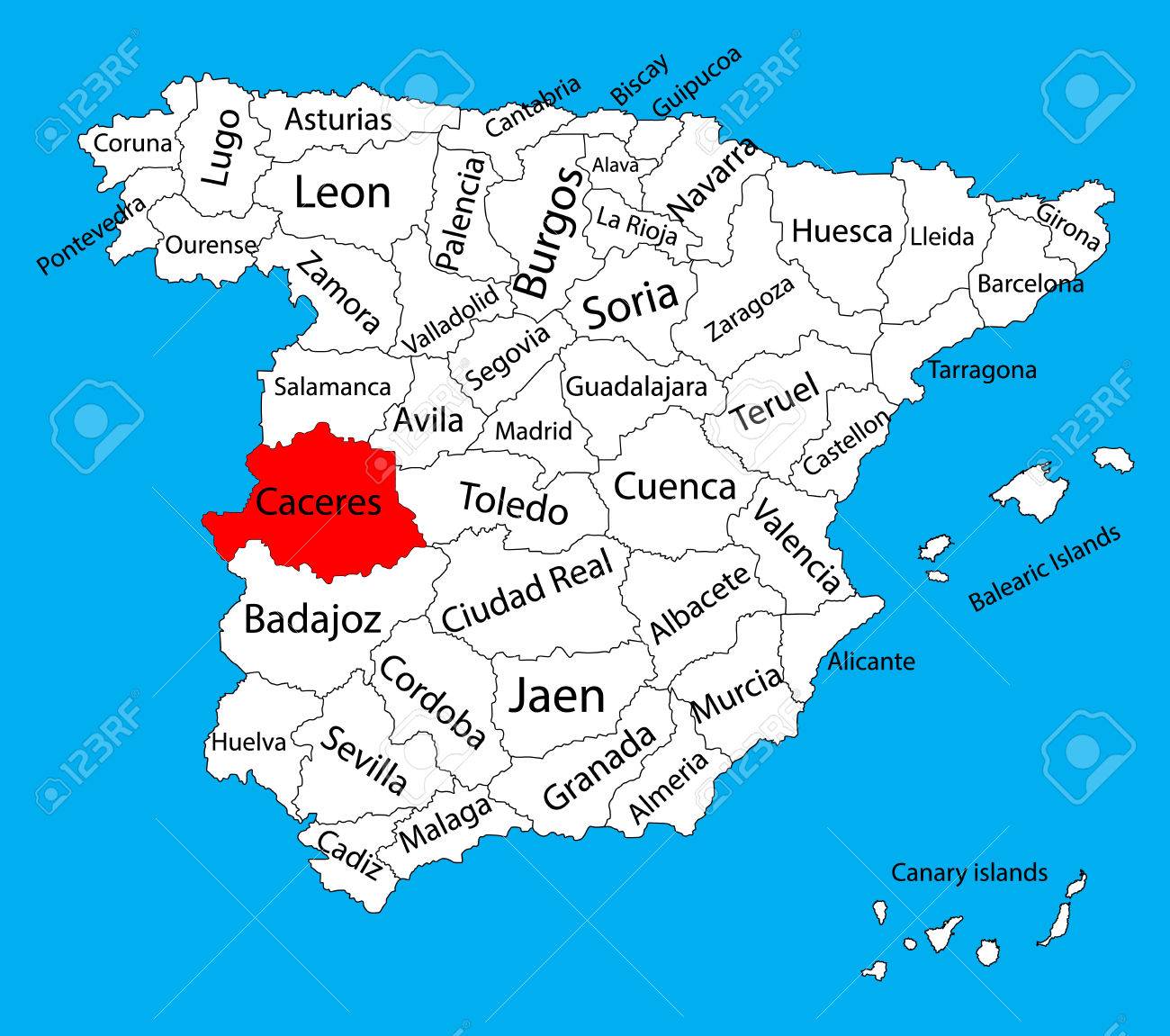 caceres espagne carte Carte De Caceres, Carte Vectorielle De La Province D'Espagne  caceres espagne carte Carte De Caceres, Carte Vectorielle De La Province D'Espagne